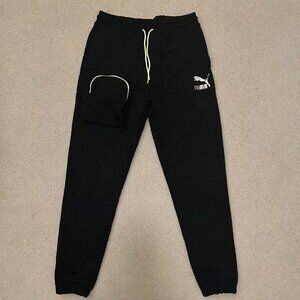 NEW Black Puma Joggers with Yellow Accents Size L
